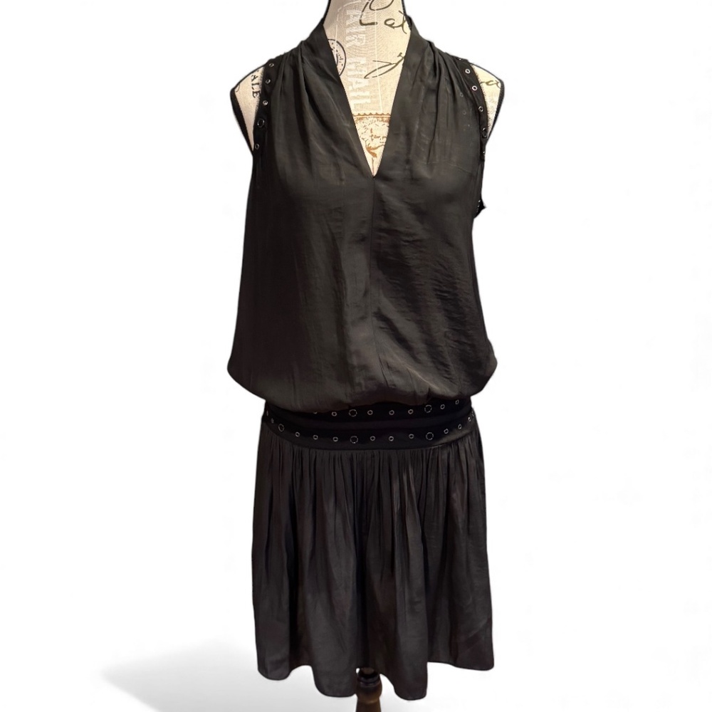 Ramy Brook Black Studded Sleeveless Drop-Waist Dress – Size M